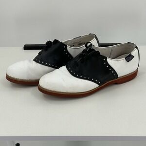 Vintage Dexter Saddle Shoes Mens 8 Black White Spectator Oxford USA Retro Preppy